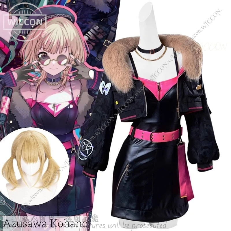 Azusawa Kohane Halloween Costume Cosplay Woman Blonde Wig Stage Costume Vivid BAD SQUAD Project Sekai Colorful PJSK Disguise Set