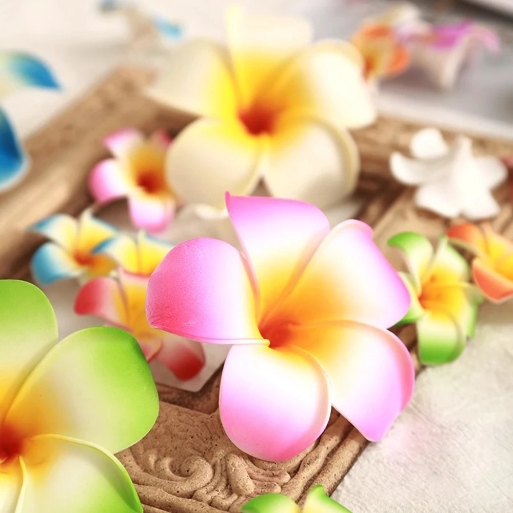 10 teile/los 4/5/6/7/8 cm Plumeria Hawaiian Schaum Frangipani Künstliche Blume Kopfschmuck Blumen hochzeit Party Dekoration – Detail 1