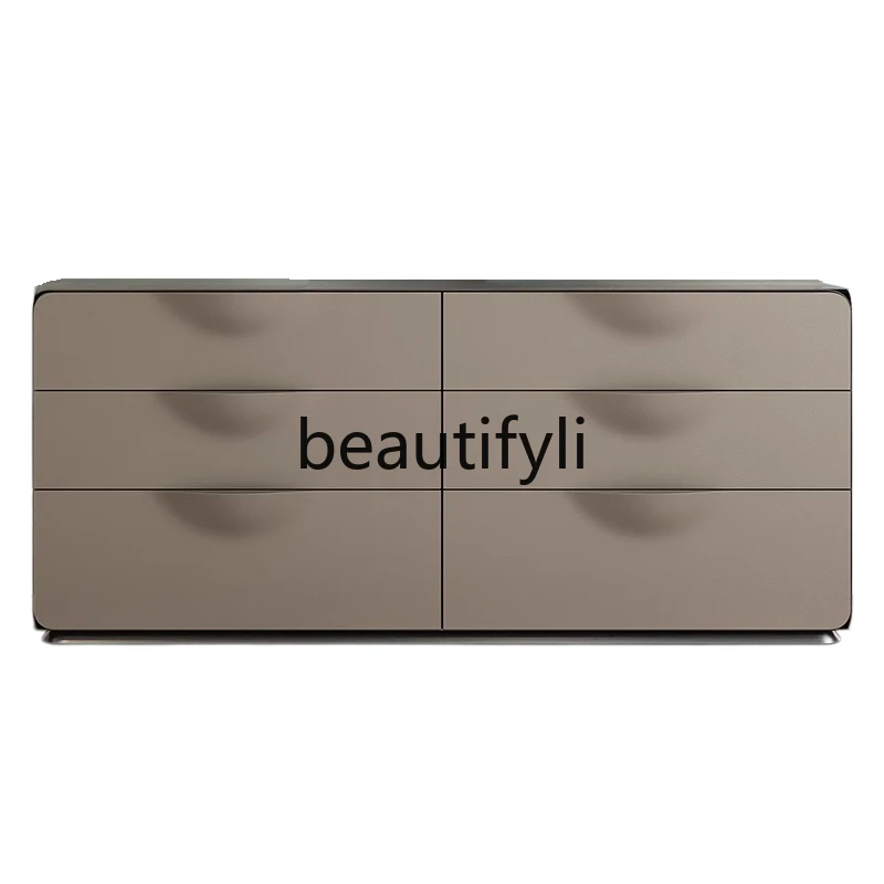 

Modern solid wood six-chest cabinet simple living room locker bedroom TV cabinet light luxury decoration