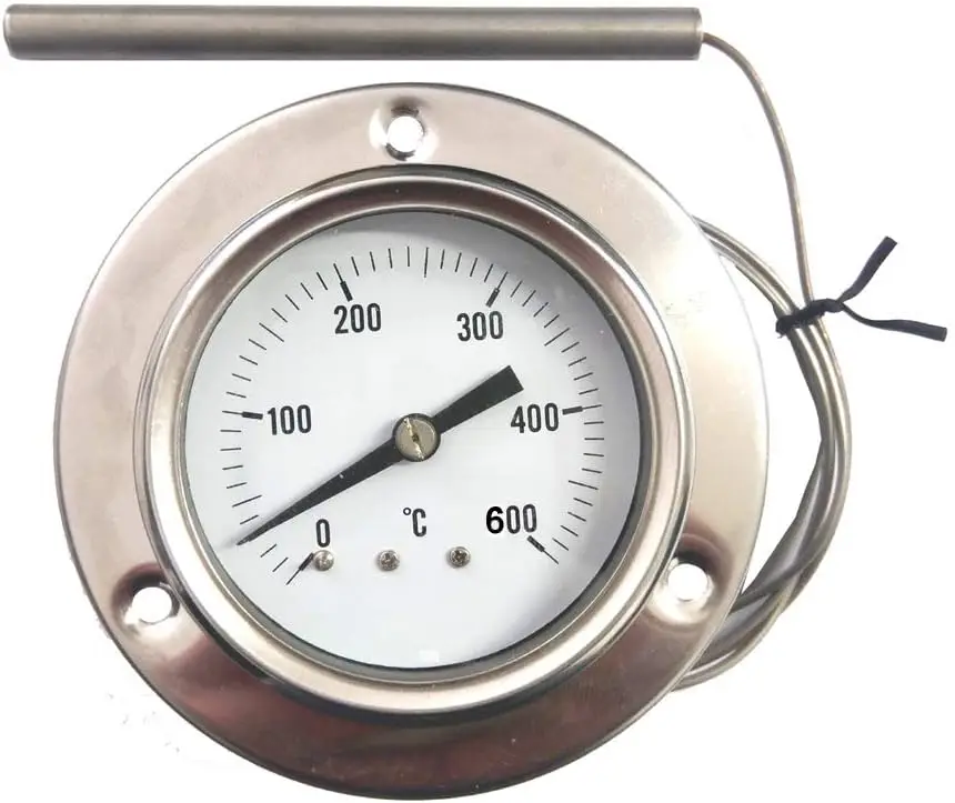 Stainless Steel Pyrometer Thermometer 0-500° Temperature Sensor for Ovens Pizza Grills Wood Stoves