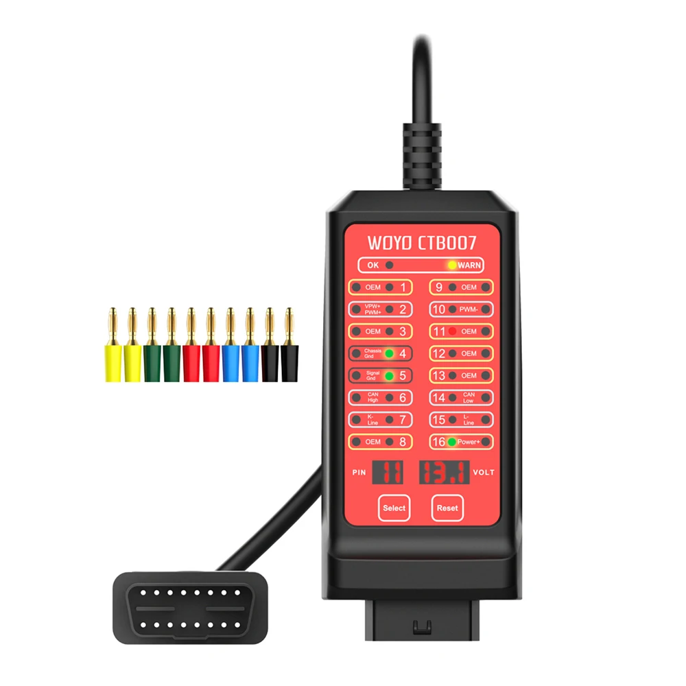 WOYO Portable CAN Tester 12V 24V 16 Pin Break Out Box Detection CAN Bus Circuit Tester Vehicle On-Board Diagnostics Tester Tool