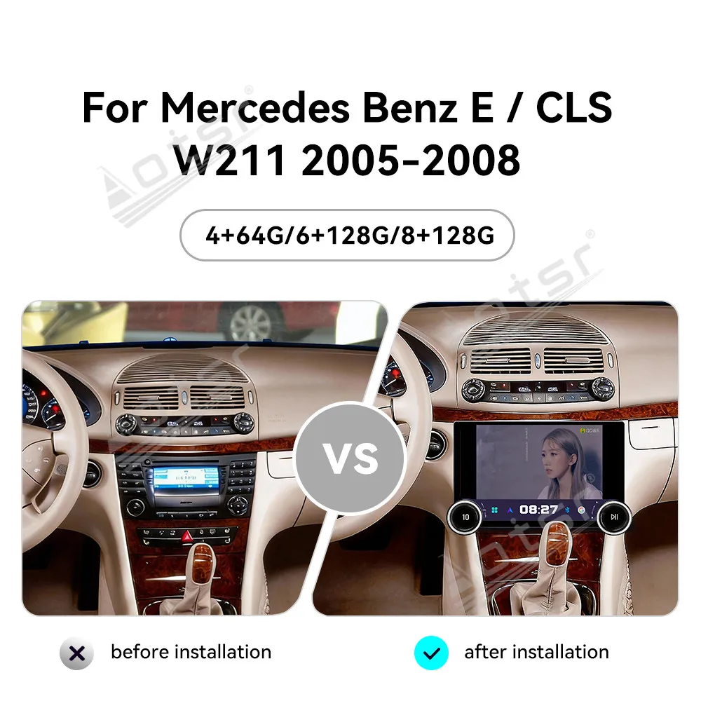 11.5 Inch Dual Knob Car Radio For Mercedes Benz E CLS W211 2005-2008 Android15 Multimedia HD Touch Screen GPS Navigation CarPlay view 3