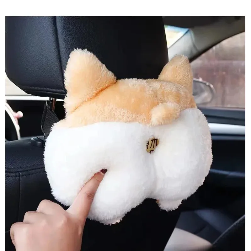 Creative car tissue box hanging cute corgi rear end car multi-function armrest sun visor 2025 new Automotive interior