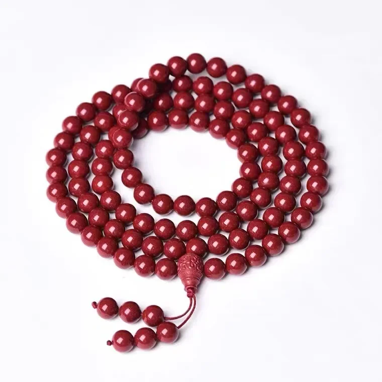 High-purity Cinnabar Bracelet Original Ore Purple Gold Sand 108 Buddha Bead Men Female Reincarnation Year Transfer Yoga Necklace