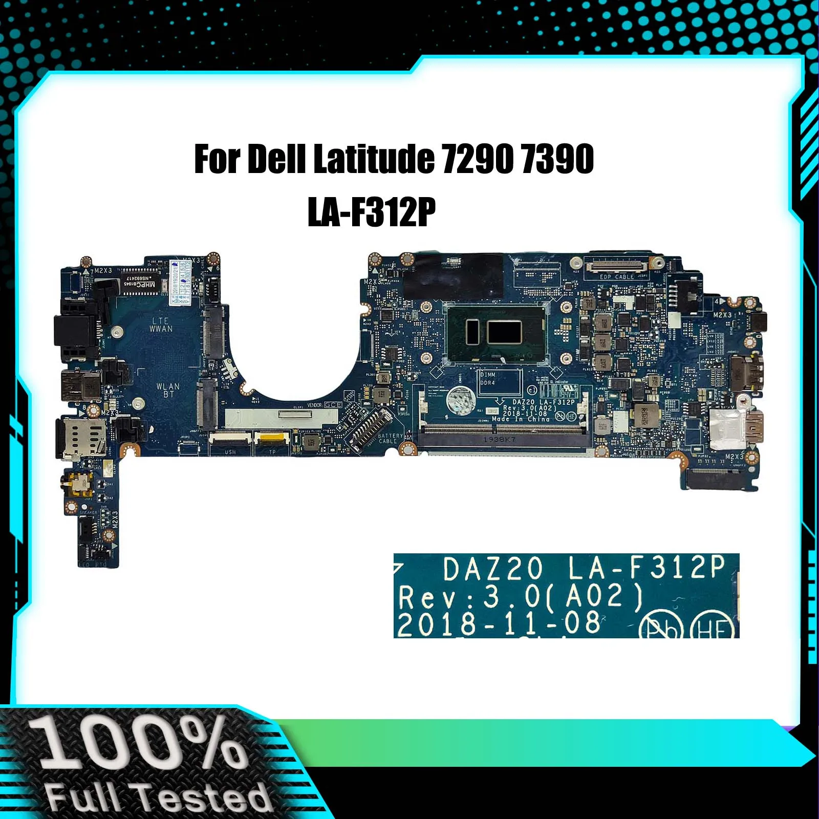 

Оригинальная материнская плата для DELL LA-F312P 0PXMYG 084GNT, материнская плата для ноутбука 0M44N6 Latitude 7290 7390 i3 i5 i7, 100% тестирование