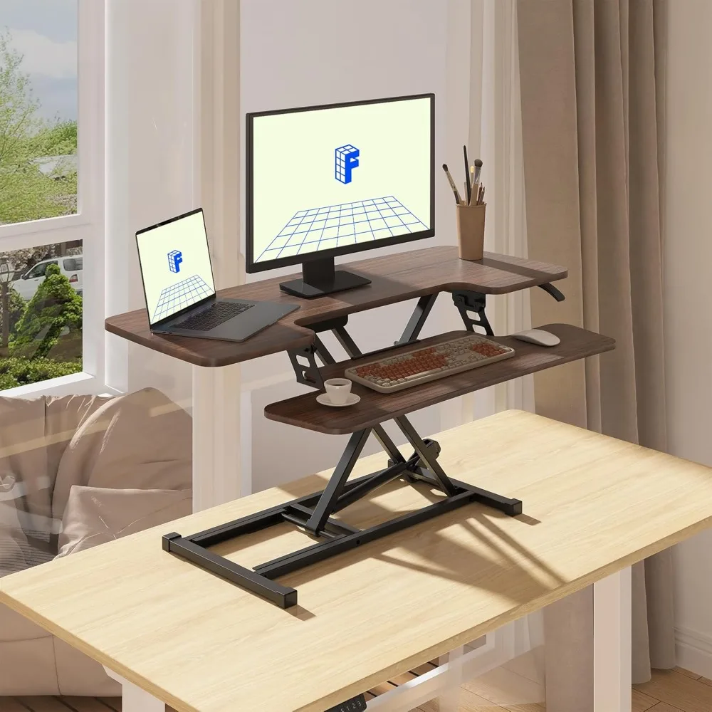

Height Adjustable Standing Desk Converter Sit-to-Stand Desk Riser for Home and Office Computer Workstation