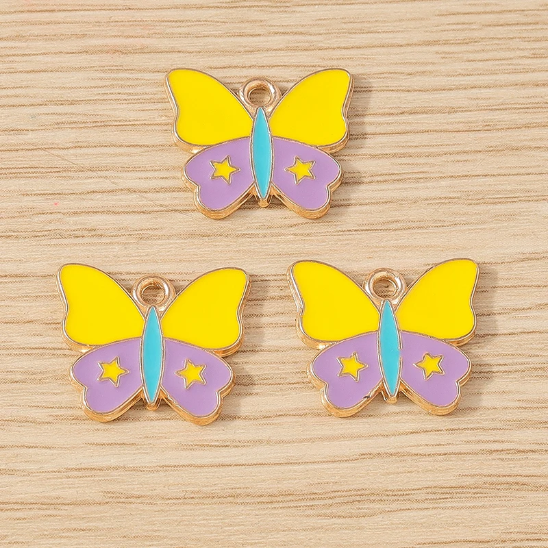 10 Stück Niedliche Tieranhänger Bunte Emaille Fliegende Schmetterlinge Anhänger für Schmuckherstellung Halsketten Ohrringe DIY Bastelzubehör – Detail 20