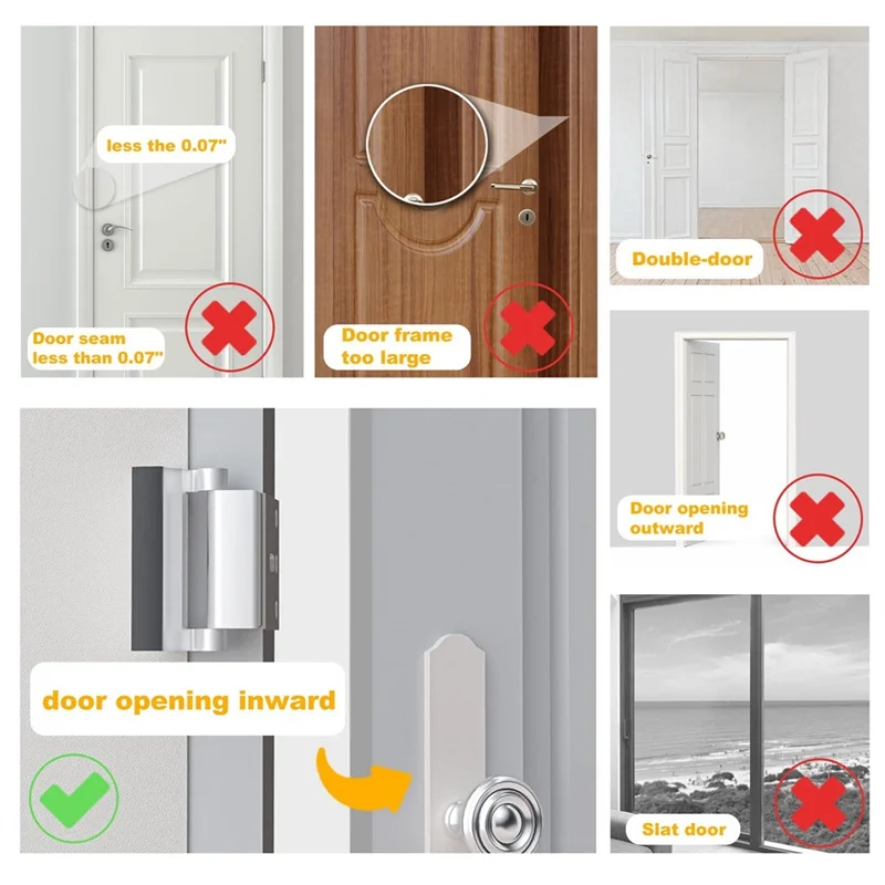 1Pack Door Reinforcement Lock,Aluminium Alloy U Door Reinforcement Lock 3Inch Security Door Lock Home Proof Door Stopper