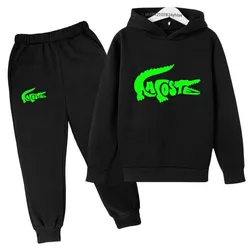 Kids Spring Autumn Leisure Cartoon Letter Print 2pcs Hoodie+Jogging Pants Tracksuits 2-13 Years Boys Girls Outfits Clothes Sets