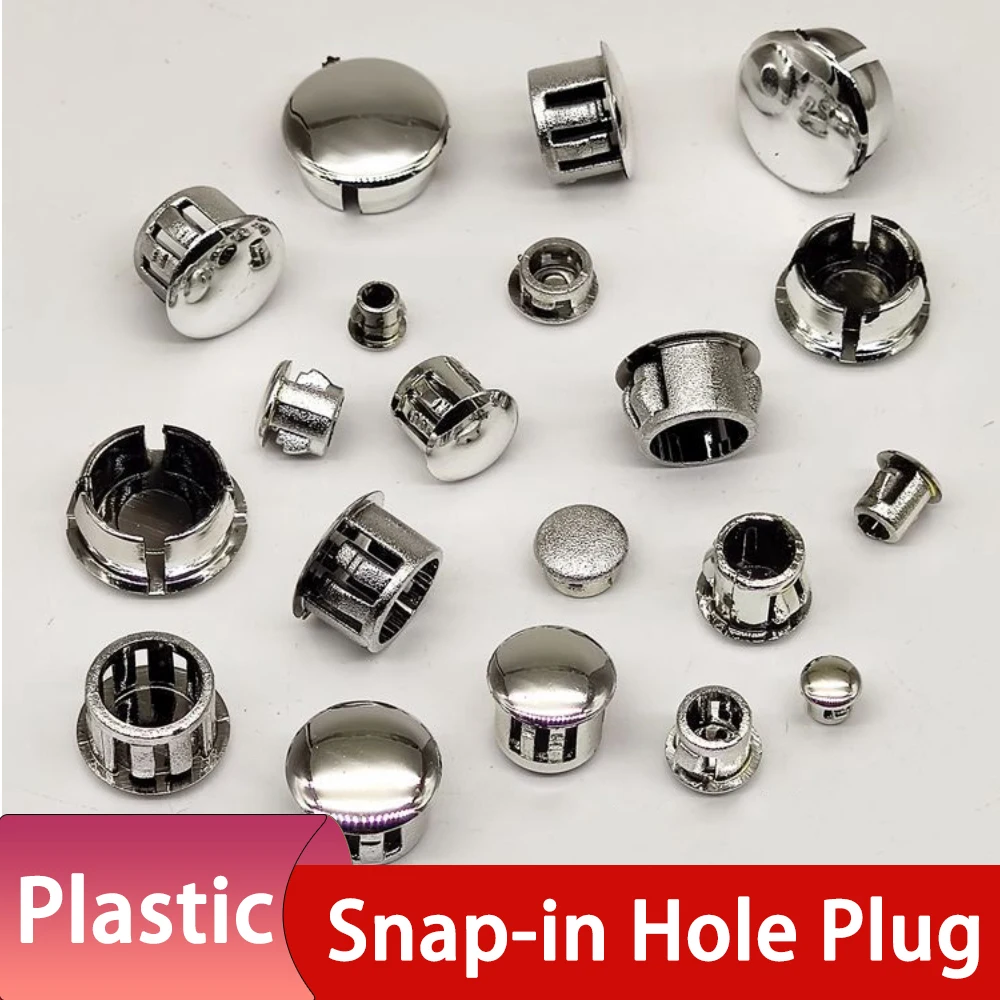10-200Pcs Snap‑in Plastic Electroplated Hole Plug Cover Bore 5/6/8/10/11/13/14/17 mm Blanking End Furniture Decorative End Caps