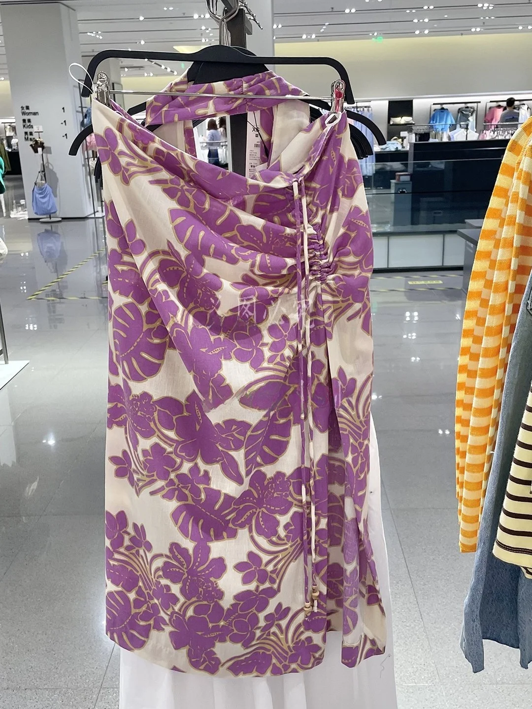 Summer 2026 New Women's Beach Vacation Style Fashion Print Midi Skirt with Slit Half-length A-Line Skirt with Pleats