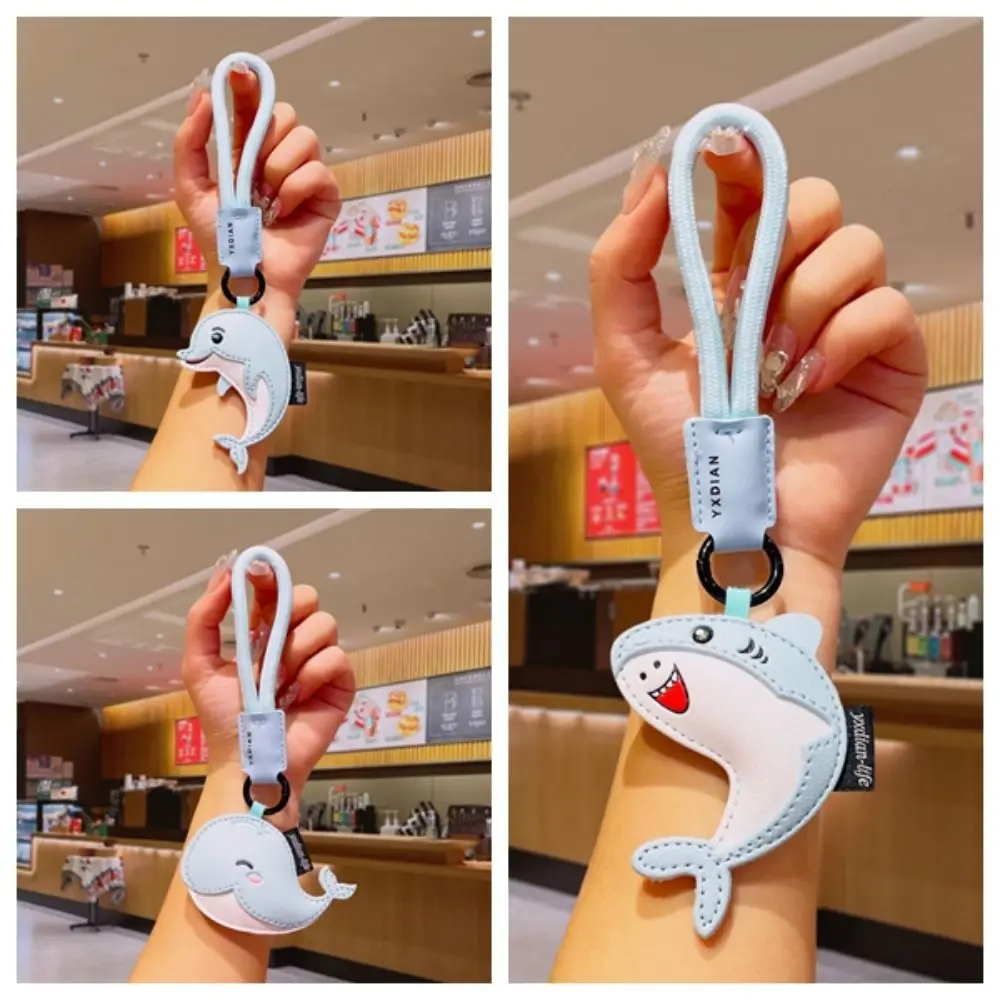 

Kawaii PU Leather Dolphin Keychain Ocean Animal Whale Dolphin Pendant Bag Charms Birthday Gifts Car Keyring Girl/Boy