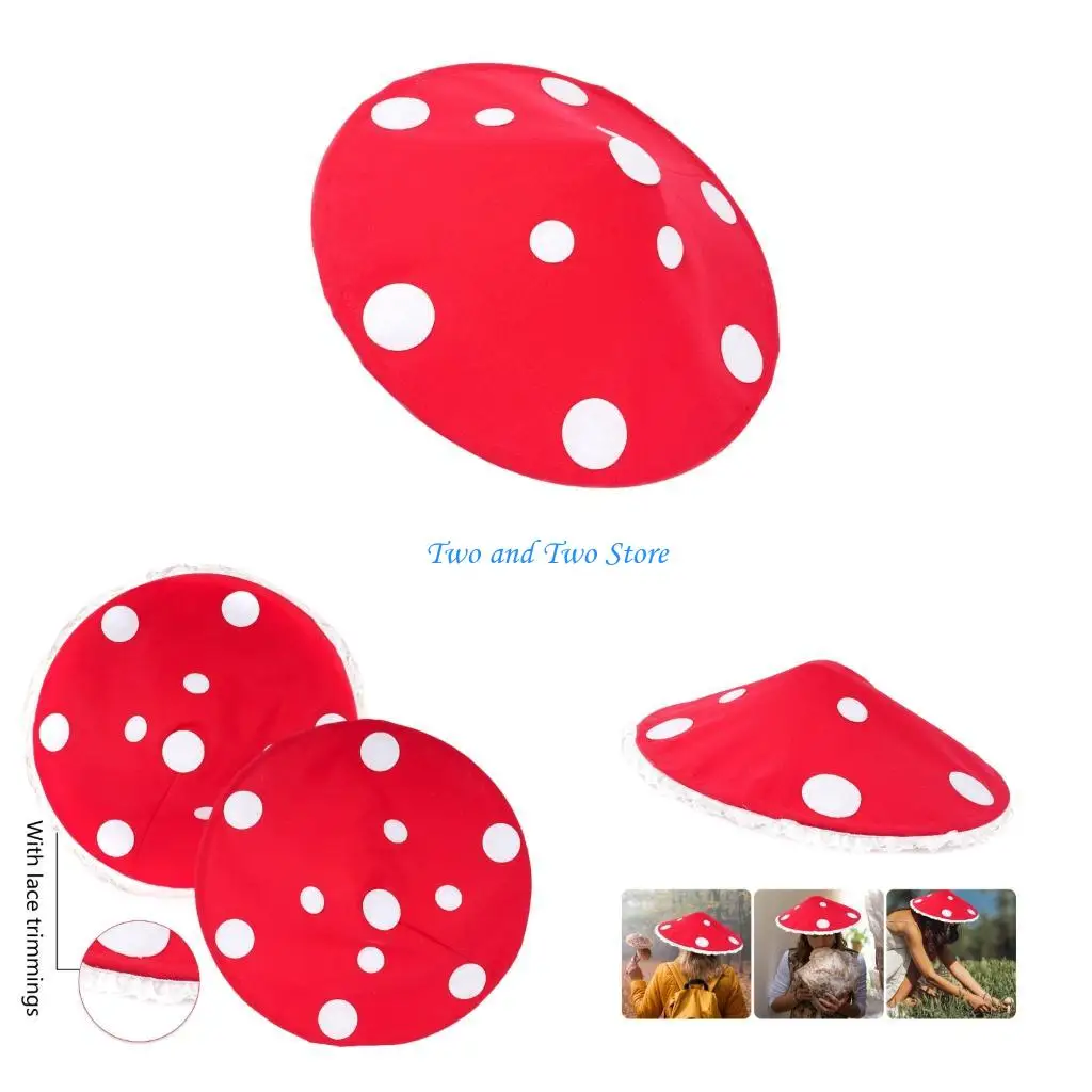 

HX6F Nonwoven Mushroom Cap Lace Trim Headgear For Halloween Costume Cosplay Headpiece