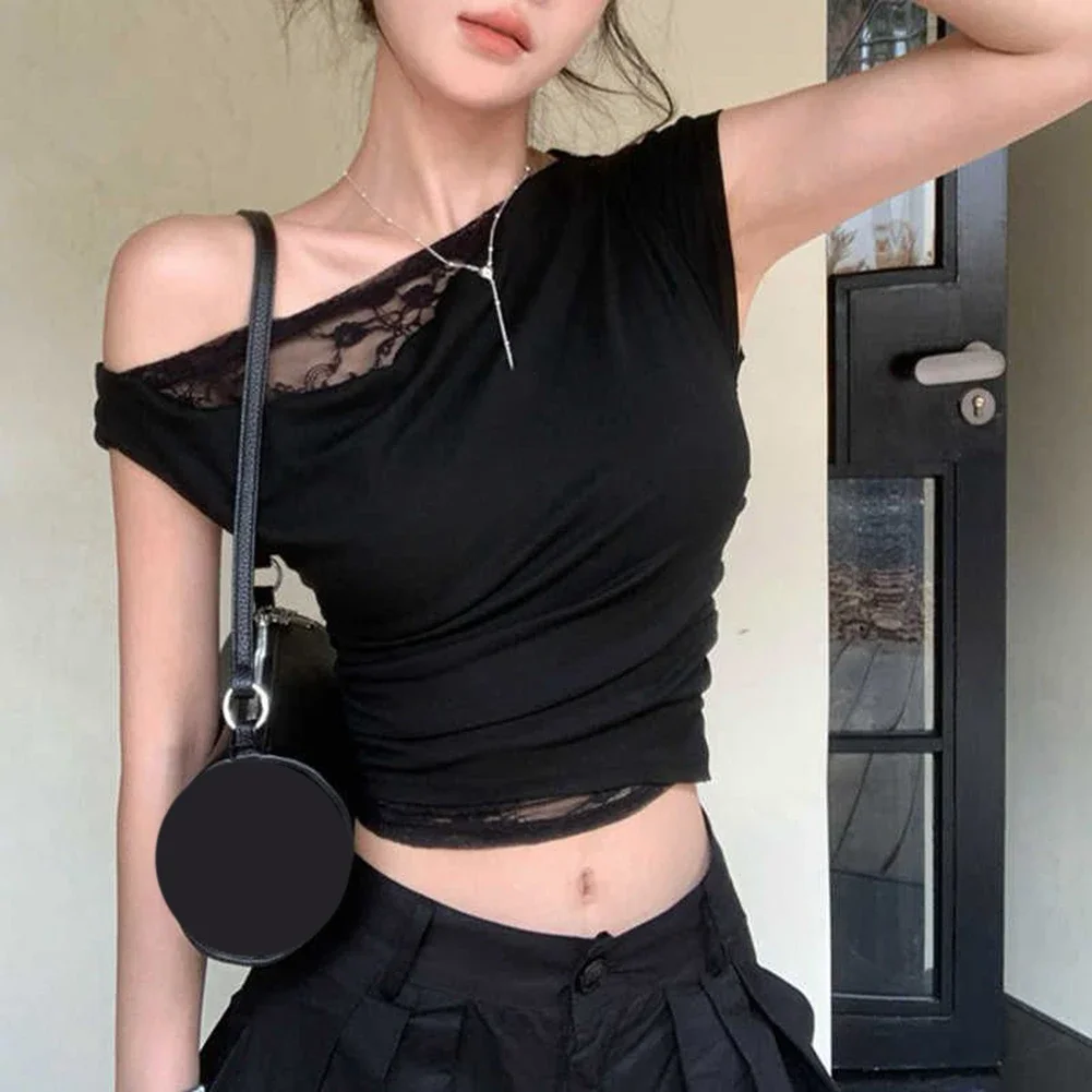 

All-match Clothing Hollow Fashion Casual Outing Short Sleeve Style Solid Pattern For All Seasons Microelasticity