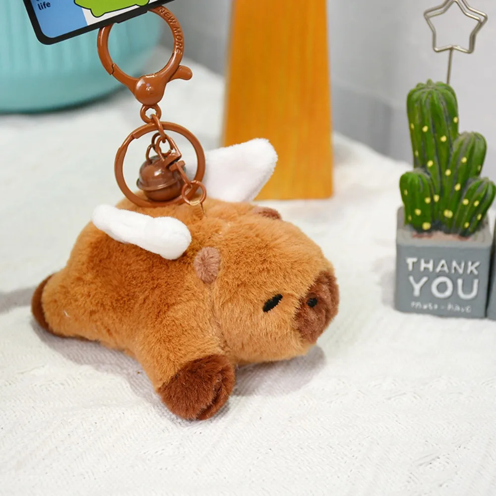 Portachiavi Capybara peluche cartone animato con ala morbida bambola animale svolazzante simulazione ciondolo capibara regalo di compleanno