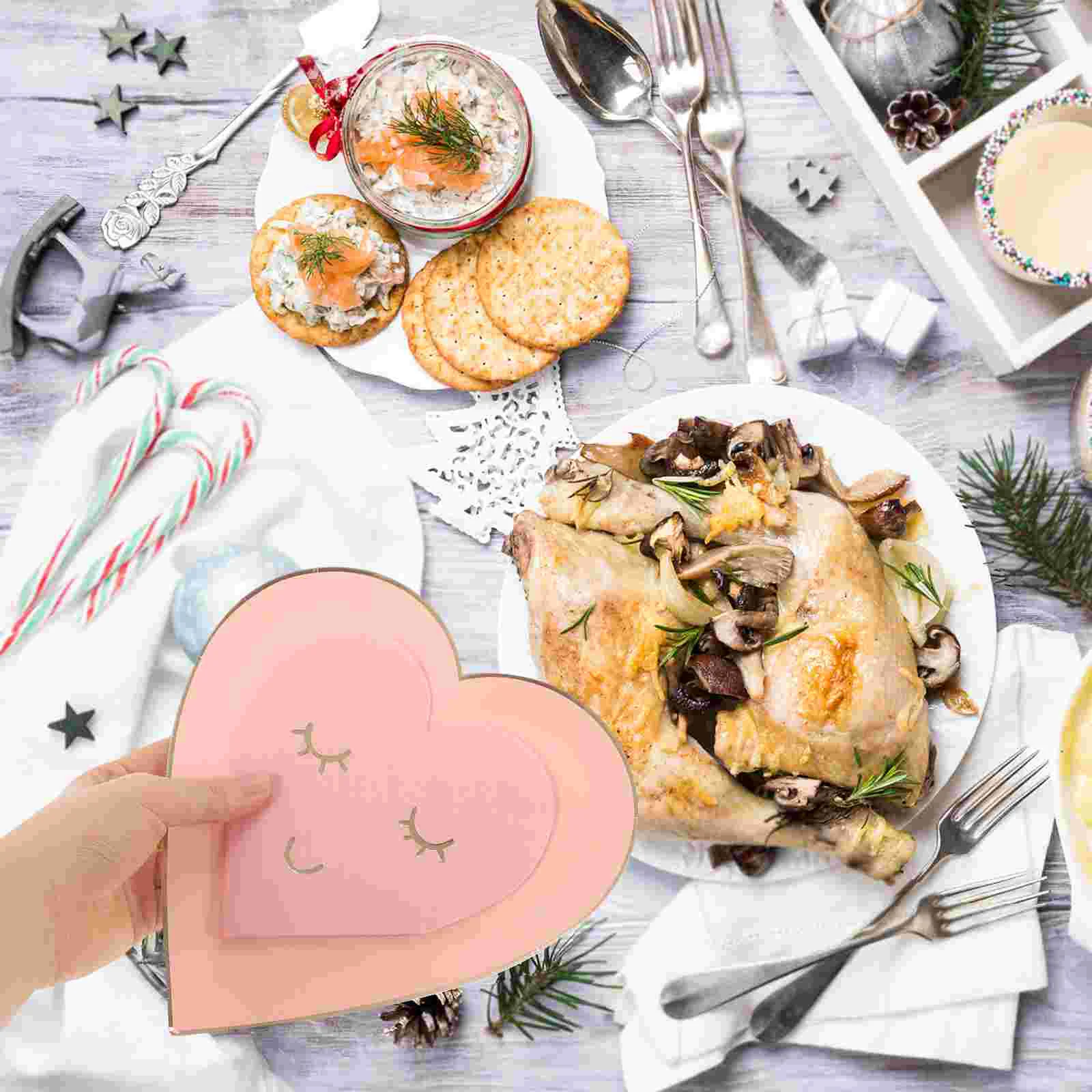 

1 Set of Paper Plates Tissues Heart Shape Party Plates Home Disposable Cake Paper Plates Set disposable party plates