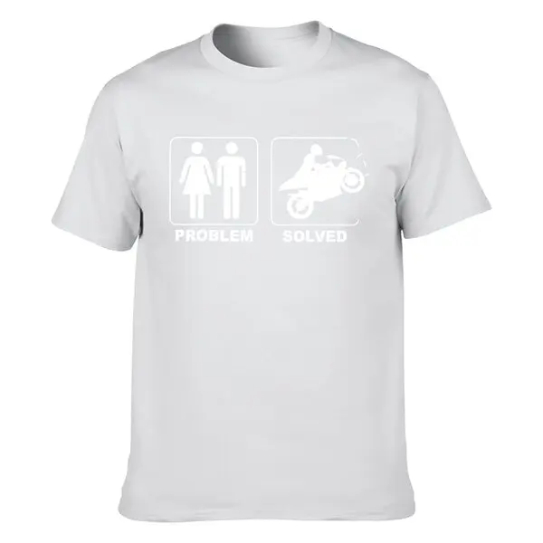 Problem Solved Motorcycle Biker Motorcyclist Wife Divorce T-Shirt For Men Funny