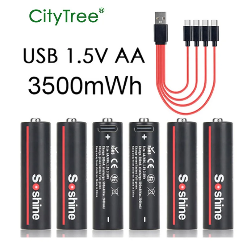 AA Rechargeable Battery 1.5v Li-ion AA1.5 Volt Lithium Liion Li ion 2A Batteries for Toys Camera Flashlight