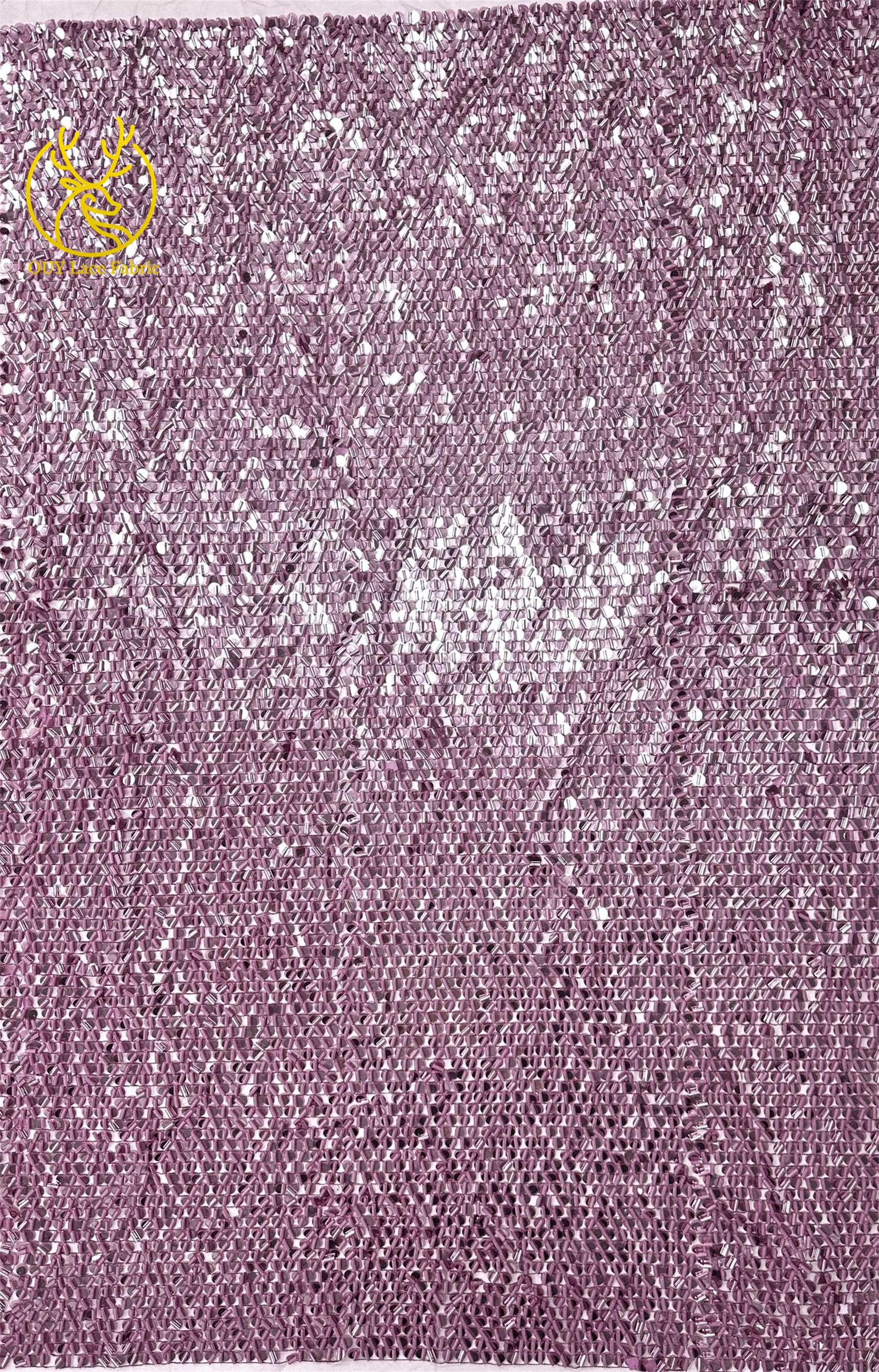 Nieuw ontwerp Franse opgerolde kantstof met pailletten 2026 Hoge kwaliteit Afrikaanse tule kant Nigeria kant met pailletten voor trouwjurken