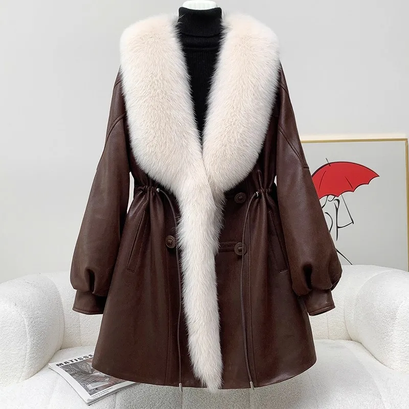 

High end Fox fur collar grass Coat 2025 Winter New Women's Big fur collar Goose down down Jacket Female Thicken Parka Overcoat