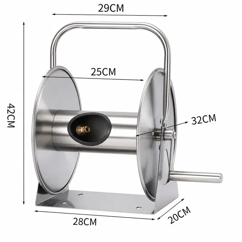 High Pressure Car Wash Hose Reel Stainless Steel Automatic Retract Storage Rack For Gardening Sprinkler Cleaning Tool