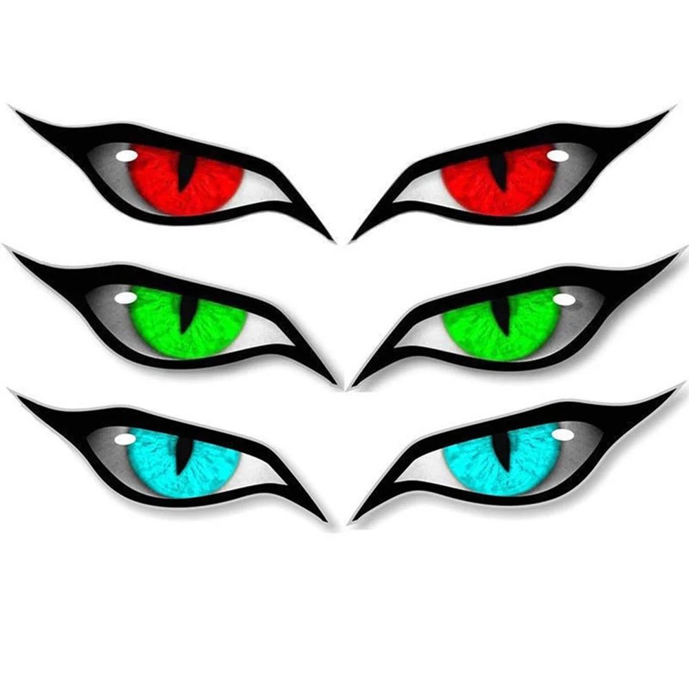 2PCS Motorcycle 3D Stereo Reflective Cat Eyes Sticker Creative Rearview Mirror Decal For Motorbike Car Auto Decoration Stickers