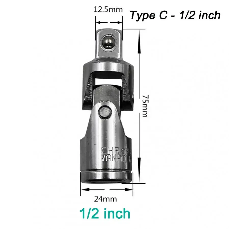 360 Degree Socket Wrench Steel Joint Swivel Knuckle Joint Air Impact Wobble Socket Adapter Hand Tool 1/2 3/8 1/4