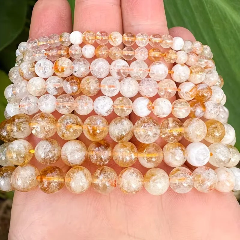 4/6/8/10mm Naturstein Citrin Phantom Quarz Perlen Runde Kristalle für Schmuckherstellung DIY Zubehör Halskette Armband Accessoire – Detail 5