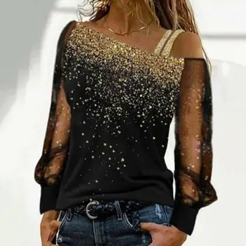 נשים חולצה נשים באביב העליון אלגנטי חולצה חולצה חולצה חולצה חולצה נשים מבריק של מרסק רשת פס צווארון חולצת צווארון רך רופף