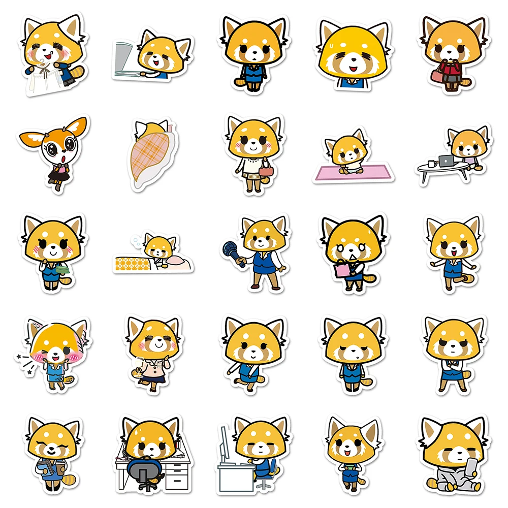 10/30/50pcs Kawaii Sanrio Anime Cartoon Aggretsuko Graffiti Stickers Decals Laptop Phone Scrapbook Decoration Sticker Kids Toys