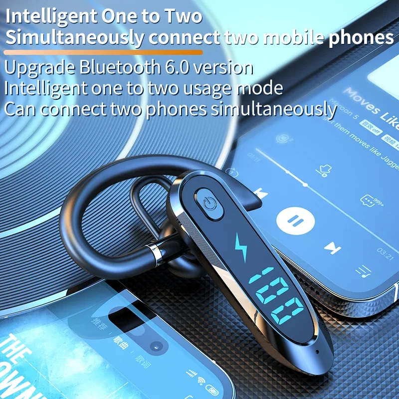 bluetooth 6.0 earphone ear hook headphone 270 degree rotation led display hifi stereo noise reduction headset waterproof earbud bluetooth 6.0 earphone ear hook headphone 270 degree rotation led display hifi stereo noise reduction headset waterproof earbud