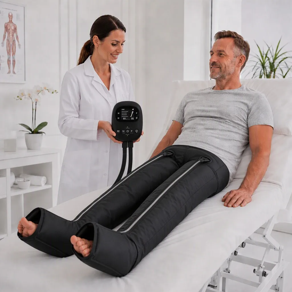 5 Chamber Air Compression Recovery Boots 360-Degree Full Leg Wrap Massager 6 Modes 8 Pressure Levels LCD Display