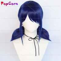 Marinette Cosplay Wig Women Short Wig with Double Ponytails Deep Blue Wig Cosplay Anime Heat Resistant Synthetic Wigs 