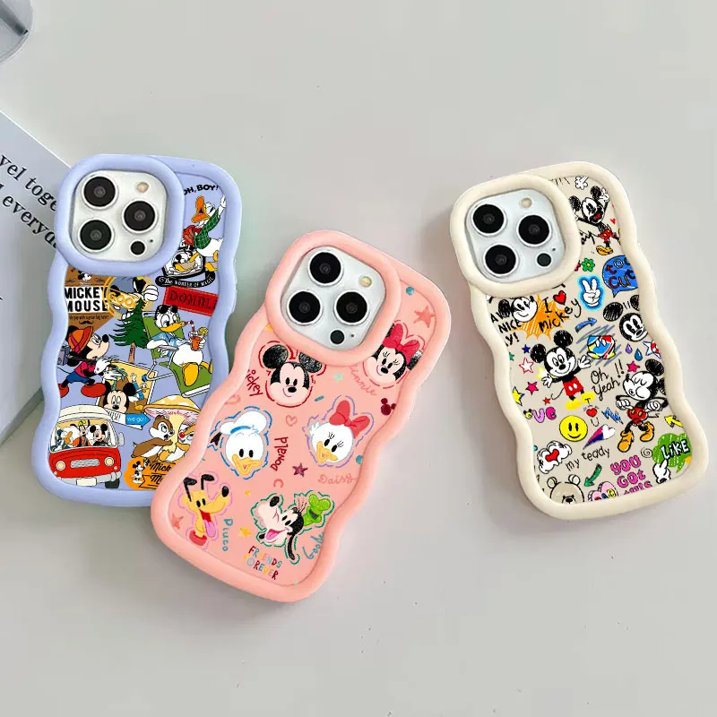 Чехол для телефона Disney Anime Candy Color для iPhone 17, 16, 15, 14 Plus, 13, 12 Mini, 11 Pro Max, Air 17E, 16E с волнистыми краями, мягкий силиконовый чехол