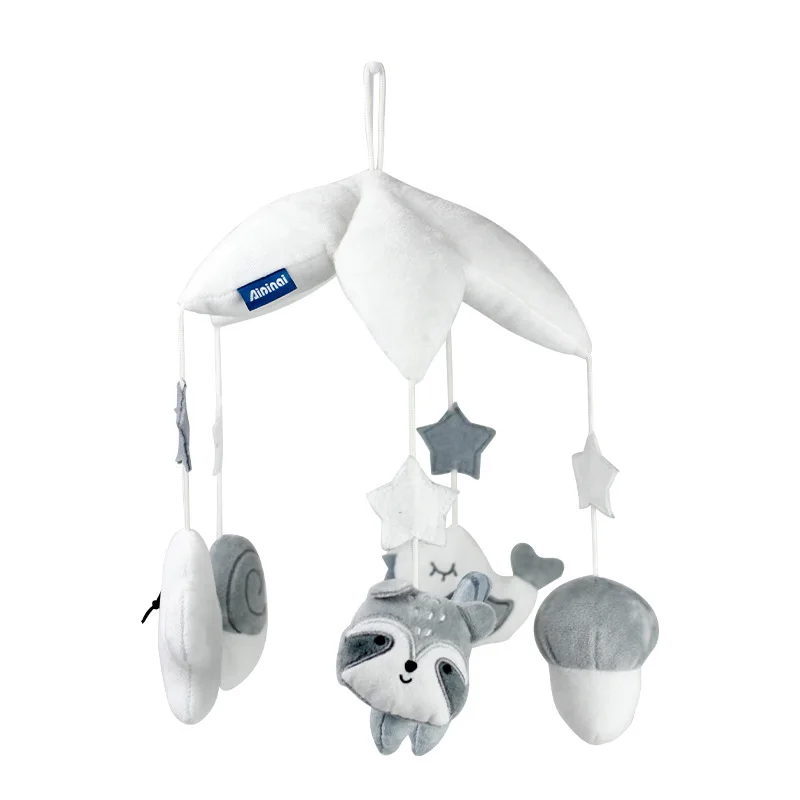 Chocalho de sino para berço de bebê, chocalho para bebês calmantes para dormir, brinquedo de pelúcia, sino pendurado, cinto giratório, suporte de cama, brinquedos para crianças pequenas
