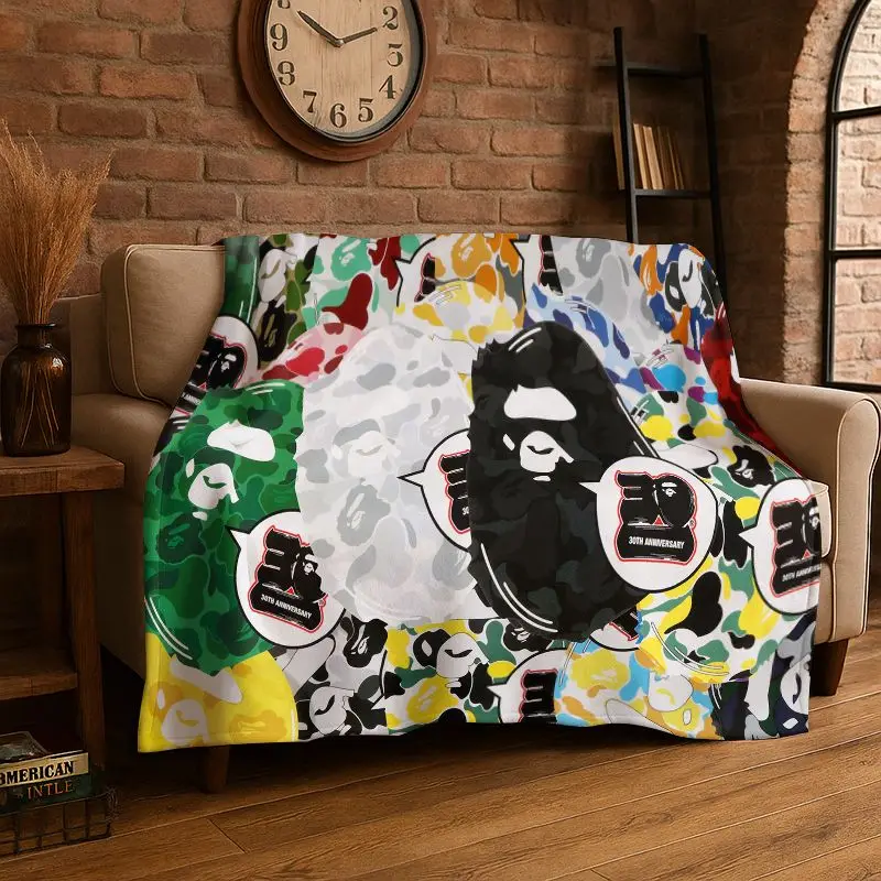 Fashion B-BAPE Sign Soft Flannel Throw Blanket,Warm Cozy Blanket for Bed,Couch,Sofa,Bedroom, Living Room,Travel,Camping Gift