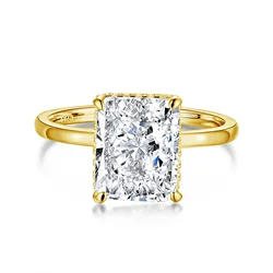 100% 925 Sterling Silver Radiant Cut 8X10mm 4ct VVS D Color Created Moissanite Flower Ring Jewelry Gift Drop Shipping