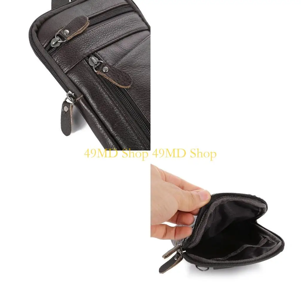 

49MD Men's Genuine Leather Fashion Phone Belt Bag Shoulder Crossbody Waist Pack