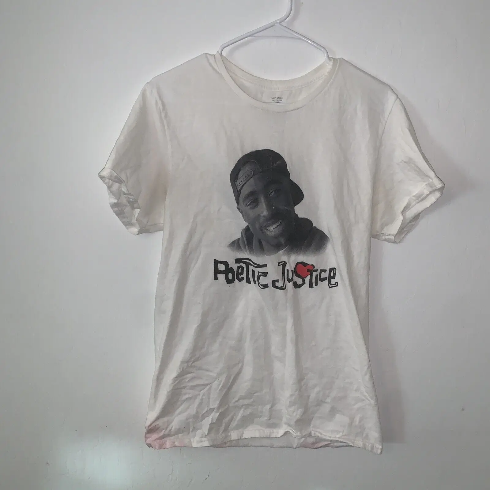 2PAC Shirt Adult M Rap Hip Hop Tee Tupac Vintage Retro 90s Poetic Justice White