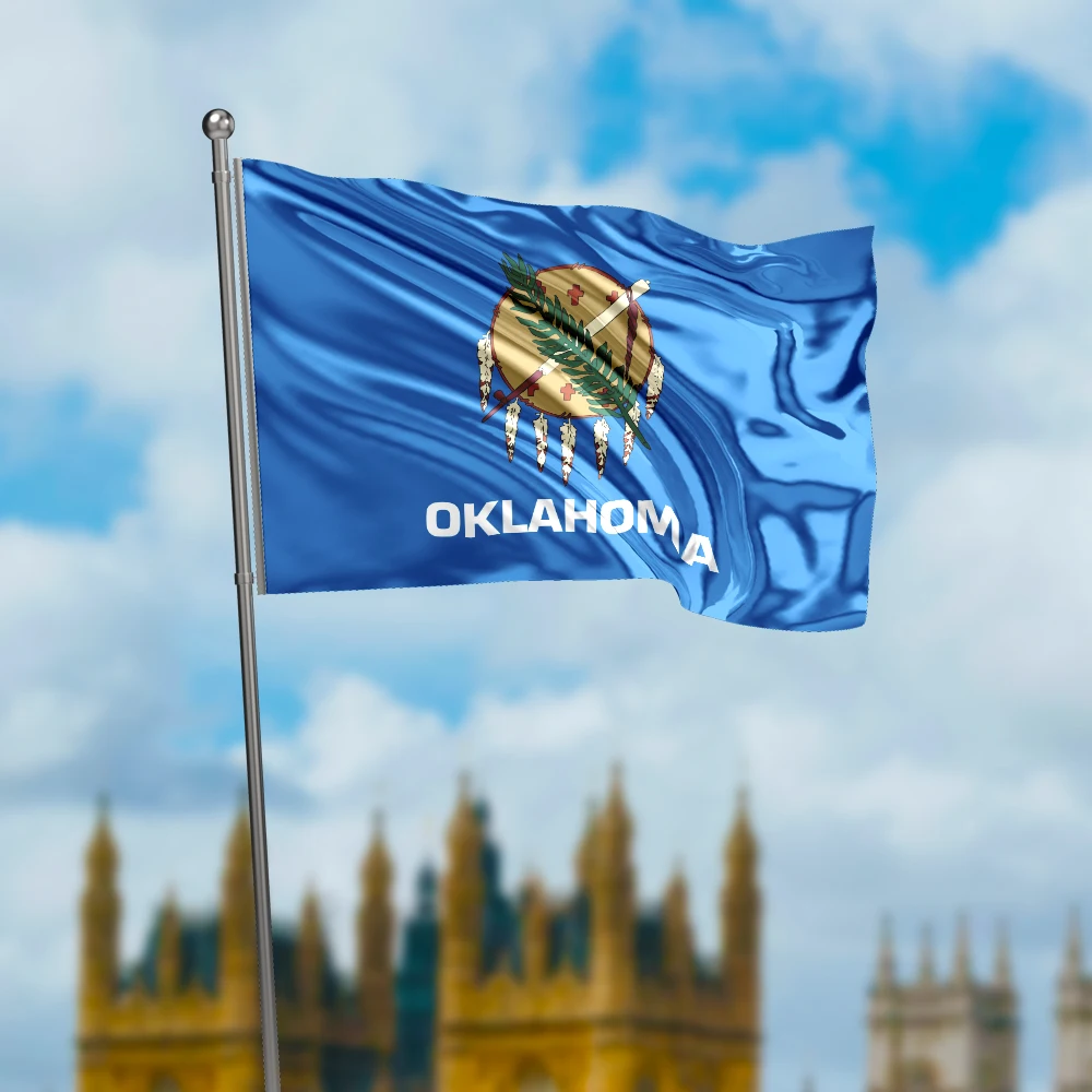 3x5 Ft Oklahoma Flag Vivid Color and Fade proof a state of the United States Flags Polyester with Brass Grommets 3 X 5 Ft