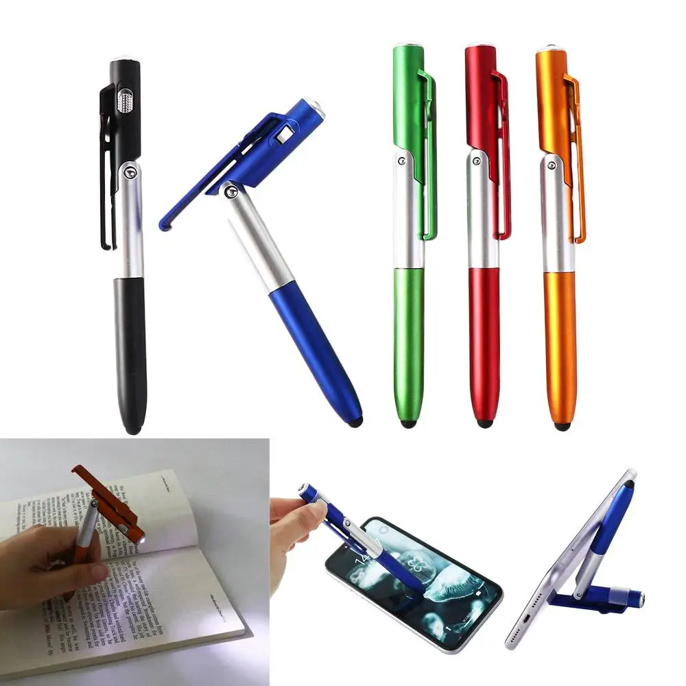 

4 in 1 Multifunctional School Stationery Night Reading Cellphone Holder Writing Pen Stylus Pen Ballpoint Pen with LED Light