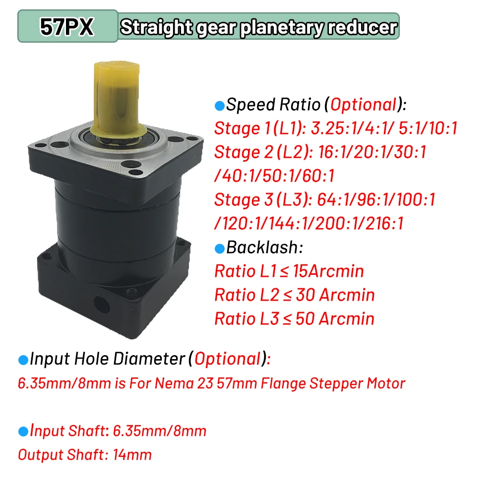 YUNDUAN Planetary Gearbox Step-down 57/86mm Motor Gearbox Reducer Nema23 Nema34 Stepper 200/400/600/750W/1KW Servo