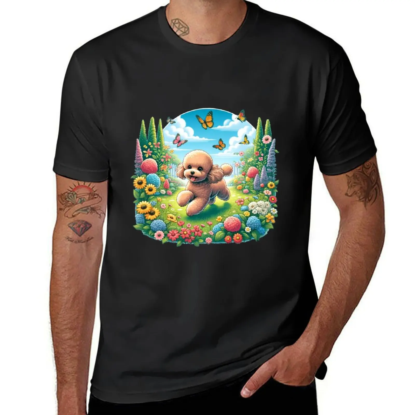 Adorable Happy Toy Poodle in Meadow T-Shirt cute clothes plus sizes new edition graphics Short sleeve tee men