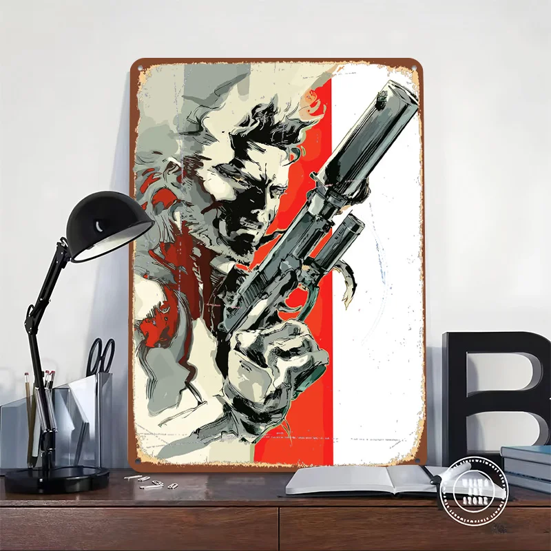 METAL GEAR SOLID SNAKE Printed Poster Customized Wall Art Retro Vintage Metal Tin Signs for Home Bar Accessories Custom Plate