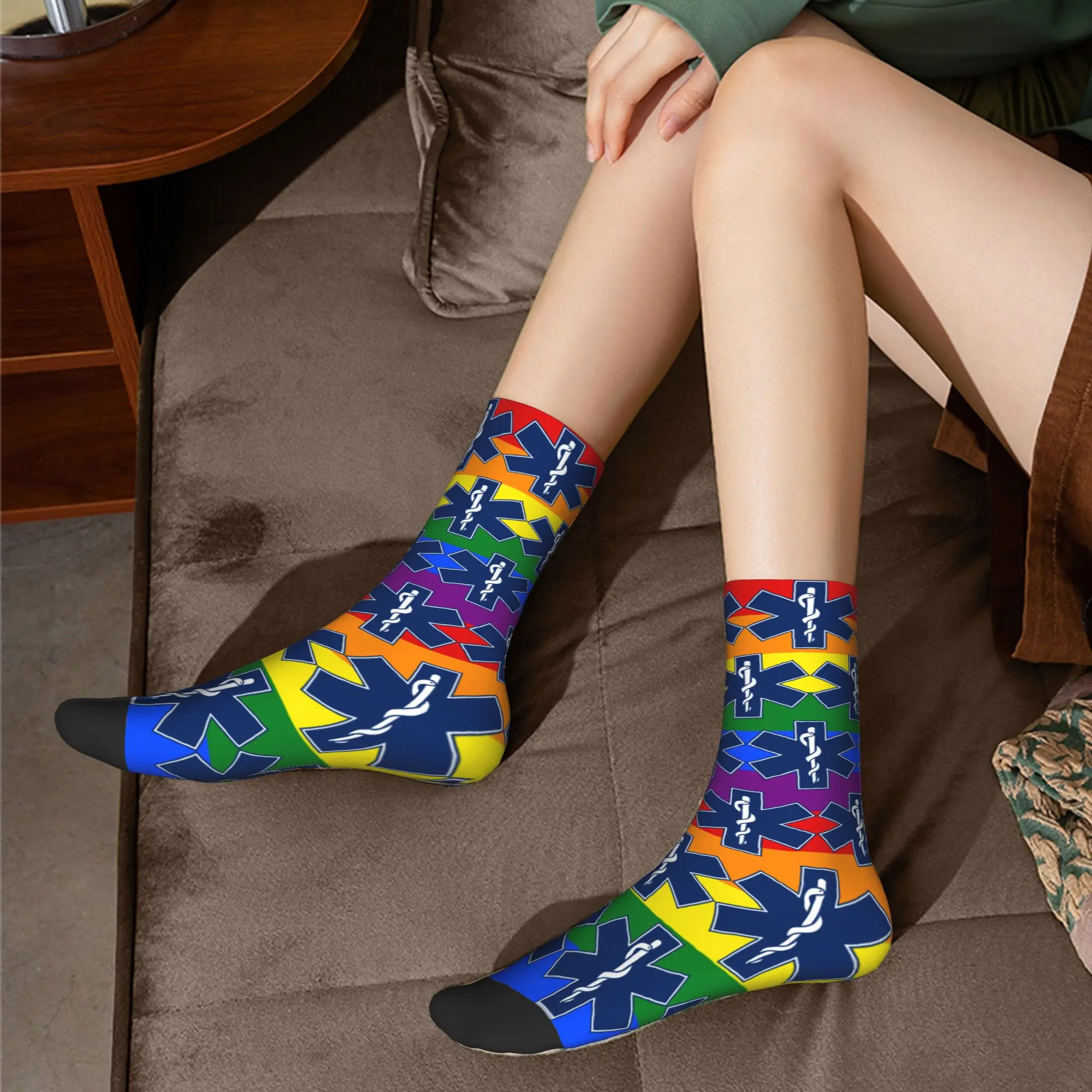 Personnalisé Gay Pride LGBT étoile de la vie arc-en-ciel drapeau robe chaussettes pour hommes femmes chaud drôle nouveauté LGBTQ lesbienne équipage chaussettes