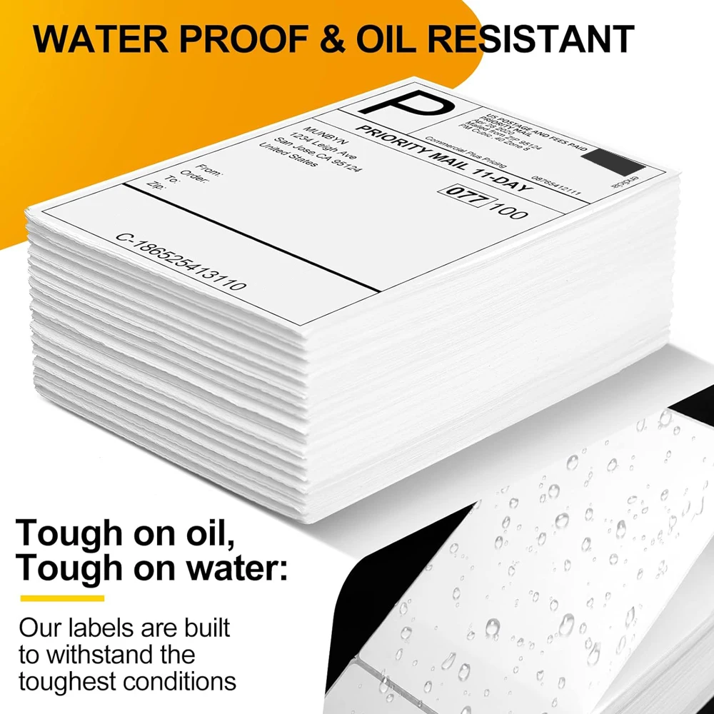 

Наклейки для термопринтера D200/D100/X4, 4x4 дюйма, 4x6 дюймов, бумага, водонепроницаемая, устойчивая к разрыву, замена для доставки офиса, школы