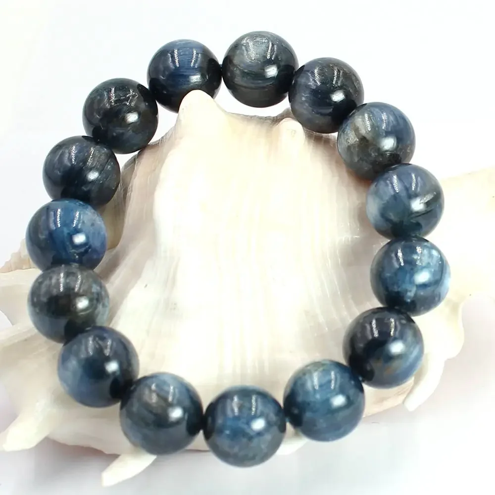 7 8 9 10 12 14mm Dark Blue Natural Genuine Gems Stone Adjustable Real Kyanite Bracelet 7.5inch