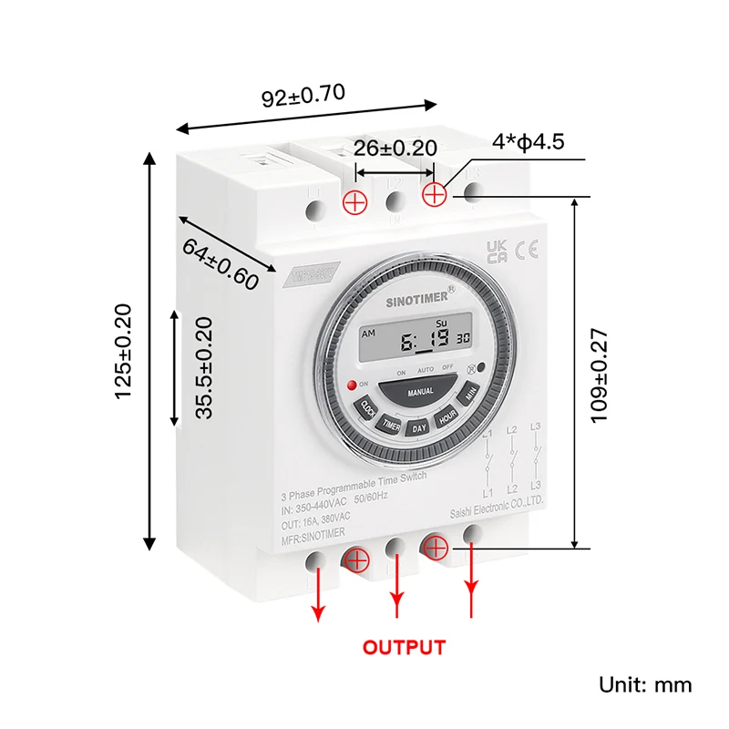 Brand New Easy Wiring 3 Phases 380V 415V 7 Days Programmable Timer Switch Time Relay with Dustproof Cover