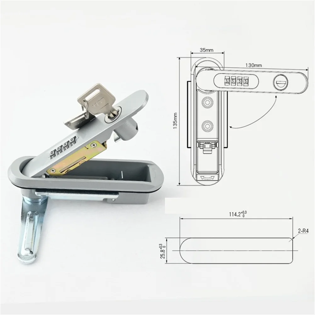 Four Character Password Lock in Alloy with Key Backup for Cabinets Electrical Boxes and Metal Panel Door Security Use
