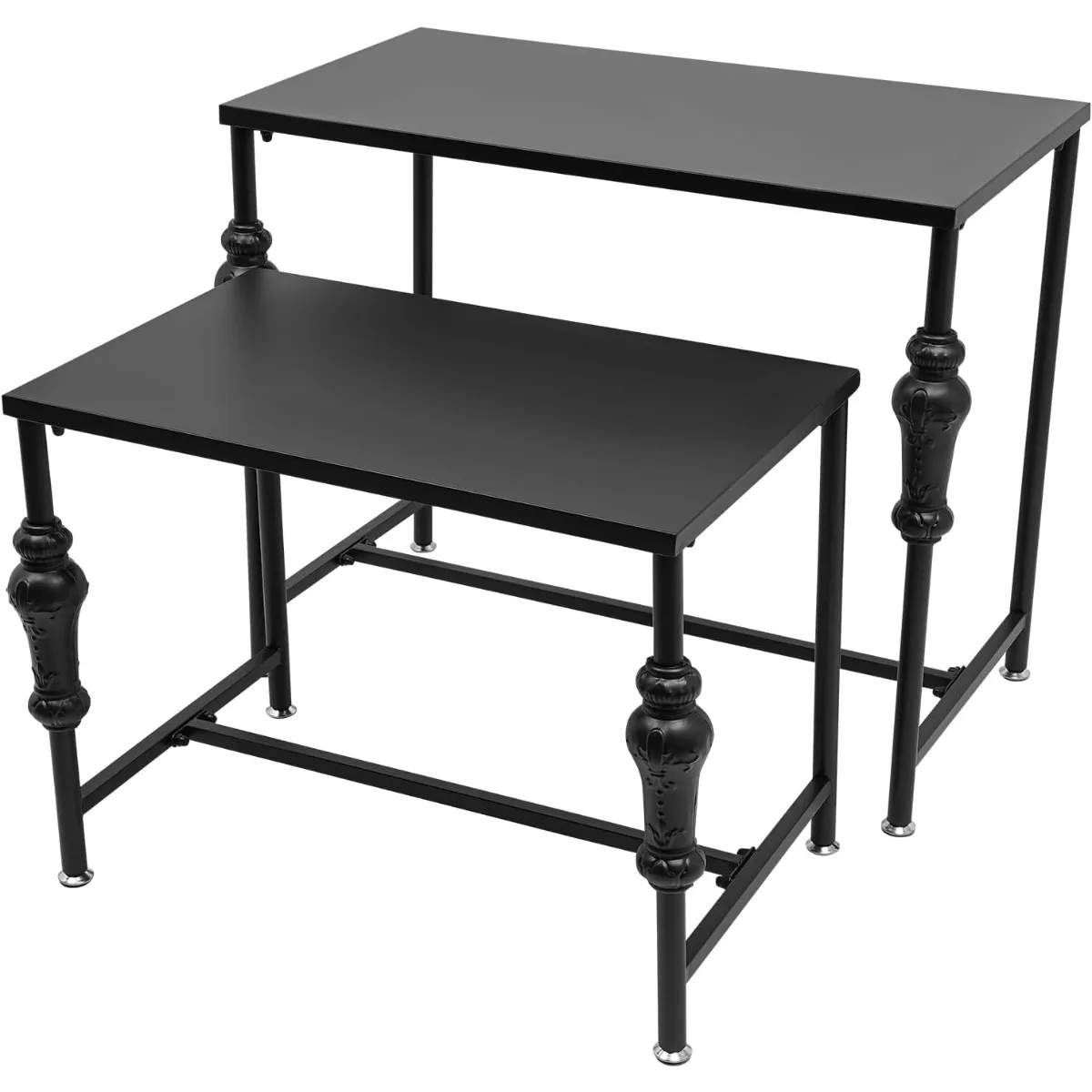 

2 Pack Display Shelf Shoe Rack(Small and Large Combine),Retail Display Table, Black Carbon Steel Storage Rack for Home Store Use